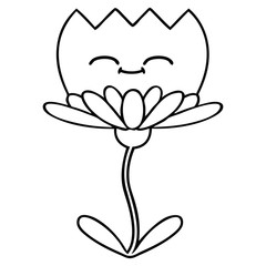 line drawing cartoon flower