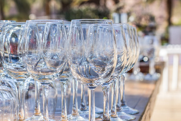 empty glasses restaurant dishes objects in park outdoor environment space