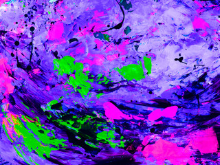 Neon abstract hand painted background, vibrant colors