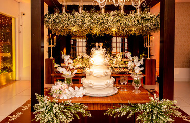 wedding candy table. delicious and assorted sweets. selective focus.