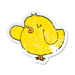distressed sticker of a cartoon bird