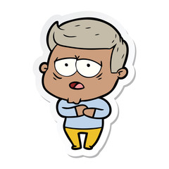 sticker of a cartoon tired man