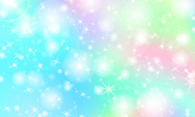 Unicorn rainbow background. Holographic sky