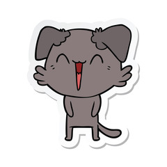 sticker of a happy little dog cartoon