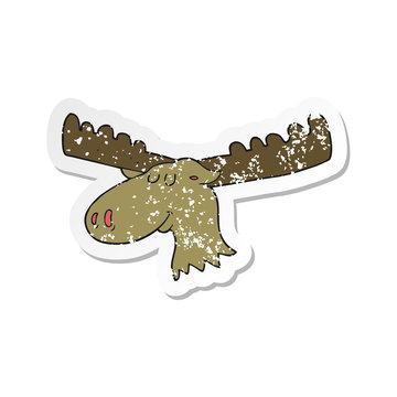 retro distressed sticker of a cartoon moose