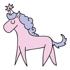 quirky hand drawn cartoon unicorn