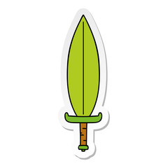 sticker cartoon doodle of a magic leaf knife