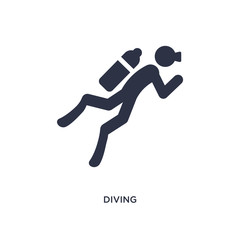 Fototapeta na wymiar diving icon on white background. Simple element illustration from activities concept.
