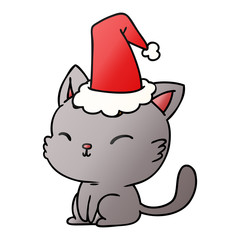 christmas gradient cartoon of kawaii cat