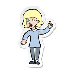 sticker of a cartoon woman with idea
