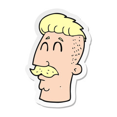 sticker of a cartoon man with hipster hair cut
