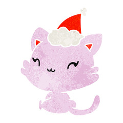 Obraz na płótnie Canvas christmas retro cartoon of kawaii cat