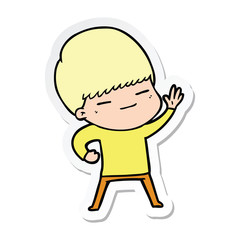 sticker of a cartoon smug boy
