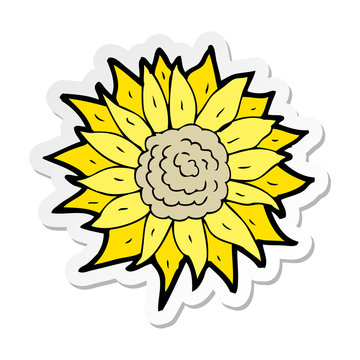 sticker of a cartoon sunflower