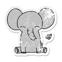 distressed sticker of a quirky hand drawn cartoon elephant