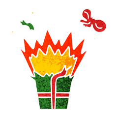 quirky retro illustration style cartoon of an explosive present