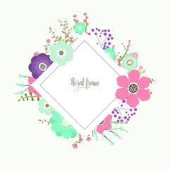 Elegant design illustration of floral frame template with text inside 