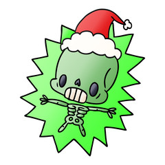 christmas gradient cartoon of kawaii skeleton