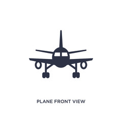 plane front view icon on white background. Simple element illustration from airport terminal concept.