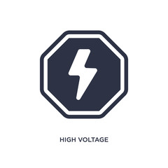 high voltage icon on white background. Simple element illustration from airport terminal concept.