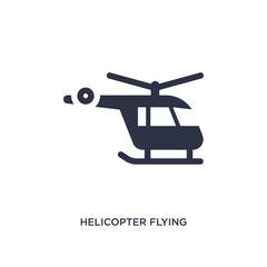 helicopter flying icon on white background. Simple element illustration from airport terminal concept.