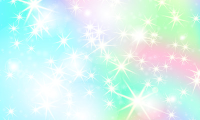 Unicorn rainbow background. Holographic sky