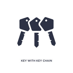 key with key chain icon on white background. Simple element illustration from airport terminal concept.
