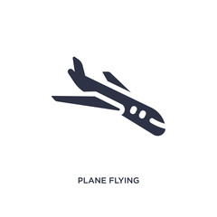 plane flying icon on white background. Simple element illustration from airport terminal concept.