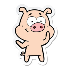 sticker of a happy cartoon pig