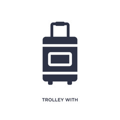 trolley with luggage icon on white background. Simple element illustration from airport terminal concept.