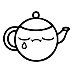 line drawing cartoon sad tea pot