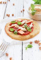 Kichererbsen Teig vegan Pizza 