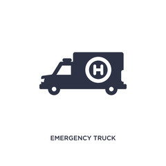 emergency truck icon on white background. Simple element illustration from airport terminal concept.