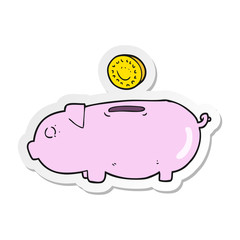 sticker of a cartoon piggy bank