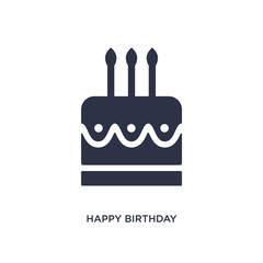 happy birthday icon on white background. Simple element illustration from birthday party and wedding concept.