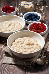 homemade oatmeal and berries on table