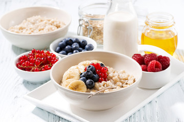 homemade oatmeal with berries for breakfast