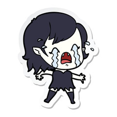 sticker of a cartoon crying vampire girl