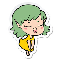 sticker of a pretty cartoon elf girl