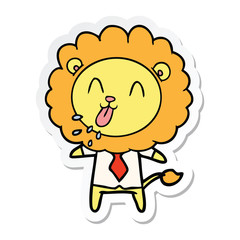sticker of a happy cartoon lion