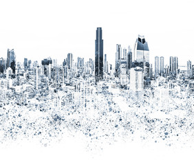city skyline graphic illustration , abstract  cityscape background -