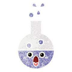 retro illustration style cartoon test tube