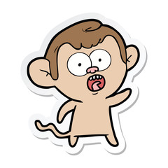 Fototapeta premium sticker of a cartoon shocked monkey