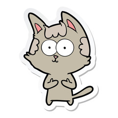 Fototapeta na wymiar sticker of a happy cartoon cat