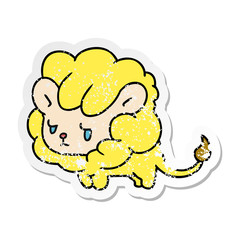 distressed sticker cartoon kawaii cute lion cub