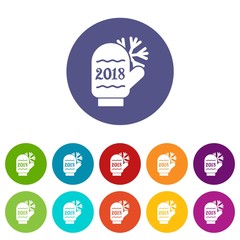 Winter glove icons color set vector for any web design on white background