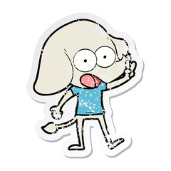 distressed sticker of a cute cartoon elephant