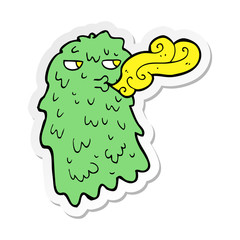 sticker of a cartoon gross ghost