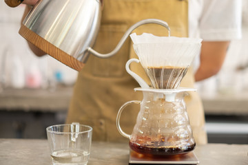 Drip brewing, filtered coffee, or pour-over is a method which involves pouring water over roasted,...