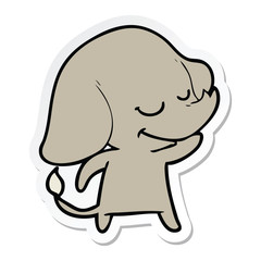 sticker of a cartoon smiling elephant